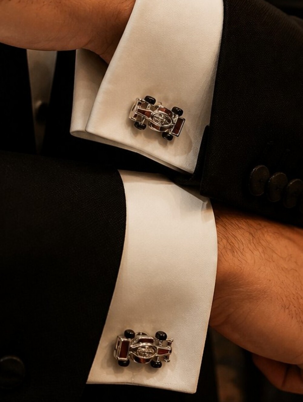 Formula Race Car Cufflinks Silver Open Wheel Grand Prix Motorsport Driver Gift
